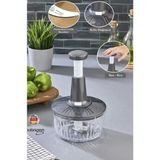 Feyza Design Paslanmaz Çelik El Rondosu 1500 Ml, 3 Bıçaklı Doğrayıcı, Gri Renk - Altın - Gri