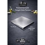 Feyza Design Paslanmaz Çelik Kesme ve Hamur Yoğurma Tahtası, Kaymaz L Kenar 40X30 cm - Altın - Seçenek 1