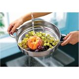 Feyza Design Paslanmaz Çelik Makarna Süzgeç, 25 Cm, Kulplu, Dayanıklı ve Pratik Kullanım - Ahşap - Ceviz - Seçenek 1