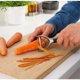 Feyza Design Paslanmaz Çelik Sapan Soyacak, 18 Cm, 6 cm Genişlik, Kullanışlı ve Dayanıklı - Ahşap