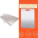 Feyza Design Paslanmaz Çelik Tezgah Koruyucu ve Kesme Tahtası Çift Paket - Altın - Gümüş - Bakır - Seçenek 1