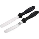 Feyza Design Paslanmaz Metal 2'li Pasta Spatula Seti, Kek ve Krema Dekorasyonu - Ahşap - Seçenek 1
