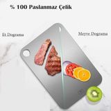 Feyza Design Paslanmaz Metal Kesme Tahtası 20X29 Cm, Dayanıklı ve Şık Mutfak Gereci - Altın - Seçenek 1