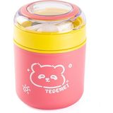 Feyza Design Pembe ve Sarı Paslanmaz Çelik Yuvarlak Yemek Taşıma Kabı 530ML - Seçenek 1