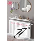Feyza Design Petek Üstü Beyaz Oval Uçan Raf – 80 cm Duvar Rafı, Şık ve Dayanıklı - Ahşap - Bej - Siyah