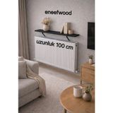 Feyza Design Petek Üstü Raf 100X15 Mat Siyah Metal Ayaklı Dresuar - Ahşap