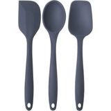 Feyza Design Pinkrose Büyük Boy Antrasit Silikon Spatula ve Kaşık Seti (3'lü) - Seçenek 1