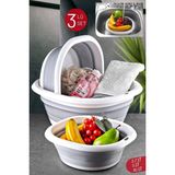 Feyza Design Pratik 3'lü Akordiyon Badya Seti: Katlanır Leğen, Kova ve Çeyiz Seti - Seçenek 1