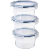 Feyza Design Pratik 750 ml Yuvarlak Plastik Saklama Kabı Seti – 3 Adet - Ahşap - Beyaz - Seçenek 1
