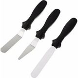 Feyza Design Pratik Pasta Palet Bıçak Seti 3'lü, Sıvama, Düzleme ve Krema Spatulası - Ahşap - Seçenek 1