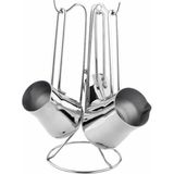 Feyza Design Pratik ve Şık 4 Parça Çelik Metal Saplı Cezve Seti - Seçenek 1 - Ahşap - Bej