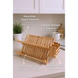Feyza Design Pratik ve Şık Kaşıklıklı Bulaşık Sepeti, Mutfağınıza Düzen Getirir - Ahşap - Beyaz - Seçenek 1