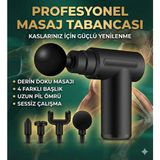 Feyza Design Profesyonel Şarjlı Masaj Tabancası, Derin Doku Perküsyon Aleti, 4 Başlık - Ahşap