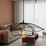 Feyza Design Pütürlü Siyah Mantar Tasarımlı Tekli Tel Sarkıt Avize, Modern Aydınlatma - Ahşap - Seçenek 1