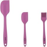Feyza Design Renkli 3'lü Silikon Spatula ve Fırça Seti, Mutfak Gereçleri - Ahşap - Bej - Seçenek 1
