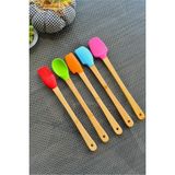 Feyza Design Renkli 5'li Mini Bambu Spatula Seti, Pratik ve Şık Mutfak Aksesuarı - Ahşap - Ceviz - Seçenek 1