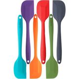 Feyza Design Renkli 6'lı 27 cm Isıya Dayanıklı Yanmaz Silikon Spatula Seti - Ahşap - Ceviz - Seçenek 1