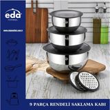 Feyza Design Renkli 9 Parça Saklama Çırpma Kabı Seti, Pratik ve Şık Tasarım - Ahşap - Seçenek 1