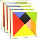 Feyza Design Renkli Ahşap 4'lü Tangram Eğitici Oyun Seti - Açık Pembe