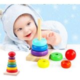 Feyza Design Renkli Ahşap Kule Oyunu - Zeka ve Algı Geliştirici Oyuncak - Seçenek 1 - 001-Renkli