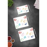 Feyza Design Renkli Cam Kesme Tablası 3'lü Set, Beyaz Fonlu, Şık ve Kullanışlı - Ahşap - Beyaz - Seçenek 1