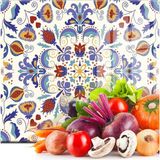 Feyza Design Renkli Çini Desenli Cam Kesme Tahtası 20X30 cm - Açık Bej - Seçenek 1