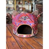 Feyza Design Renkli Desenli Yumuşak Kedi Evi, 39X39X30 Cm, Konforlu ve Şık Tasarım - Seçenek 1