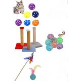 Feyza Design Renkli Kedi Tırmalama Tahtası ve Oyuncak Seti, Eğlence ve Oyun Keyfi - Seçenek 1