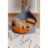 Feyza Design Renkli Kedi Yatağı, Rahat ve Yumuşak Elyaf ile Konforlu Uyku Alanı - Altın - Gri - Seçenek 1