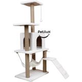 Feyza Design Renkli ve Konforlu Kedi Tırmalama ve Oyun Evi, Eğlenceli Tasarım - Ahşap - Beyaz - Seçenek 1