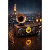 Feyza Design Retro Bluetooth Radyo, Usb, Tf Kart, 3 Bant, Şarjlı, Gramafonlu - Ahşap - Ceviz