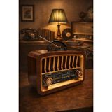Feyza Design RT-775 USB Am/smf/fm Bluetooth Nostaji Radyo, Büyük Boy, Şık Tasarım - Ahşap - Ceviz