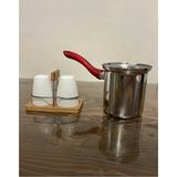 Feyza Design Sağlam Çelik Cezve 7 Numara, 9 Kişilik, Dayanıklı ve Şık Tasarım - Seçenek 1 - Altın - Gri