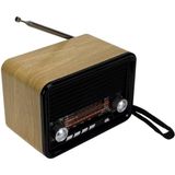 Feyza Design Şarjlı Nostaljik Ahşap Radyo ve Mp3 Çalar, Retro Tasarım, 14 Cm, Kahverengi - Ahşap - Ceviz