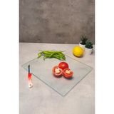 Feyza Design Saydam Cam Kesme Tahtası, 20X30 Cm, Pratik ve Şık Mutfak Gereci - Ahşap - Beyaz - Seçenek 1