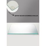 Feyza Design Saydam Temperli Cam Kesme Tablası 25X35 Cm, Şık ve Dayanıklı Kullanım - Ahşap - Beyaz - Seçenek 1