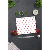 Feyza Design Şeffaf Cam Kesme Tahtası, Kalp Desenli, 29X34 cm - Ahşap - Beyaz - Seçenek 1