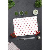 Feyza Design Şeffaf Cam Kesme Tahtası, Kalp Desenli, 30X40 Cm, Şık ve Kullanışlı - Ahşap - Beyaz - Seçenek 1