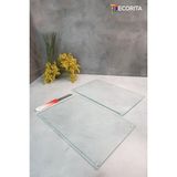 Feyza Design Şeffaf Cam Kesme Tahtası Takımı, 20X30CM, 2'li Set - Ahşap - Beyaz - Seçenek 1