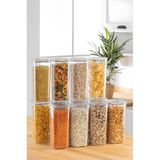 Feyza Design Şeffaf Plastik Saklama Kabı Seti, Vakum Silikon Conta, 1,7l, 12'li - Altın - Seçenek 1