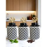 Feyza Design Seramik Baharatlık Silindir 3'lü Set, Kapaklı, Gold Renk, 750 ml Hacim - Seçenek 1