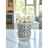 Feyza Design Seramik Dik Kaşıklık, Lonca Desenli, Modern ve Şık Mutfak Aksesuarı - Ahşap - Seçenek 1