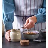 Feyza Design Seramik Kavanoz, Mantar Kapak, 9 Cm, Bej, 300 ml Saklama Çözümü - Ahşap - Bej