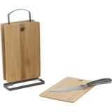 Feyza Design Set Halinde Şık Bambu Kesme ve Sunum Tahtası, 4'lü Metal Destekli - Ahşap - Ceviz - Seçenek 1