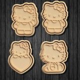 Feyza Design Sevimli Hello Kitty Kurabiye Kalıbı ve Şekillendirici 4'lü Set - Antrasit