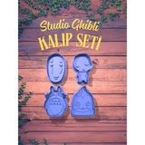 Feyza Design Sevimli Kurabiye Kalıbı Seti, 4’lü, Gri, Totoro, Calcifer, Kodama ve No Faces - Antrasit