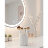 Feyza Design Şık 3D Baskı Makyaj Fırçalık ve Masaüstü Organizer Seti - Ahşap - Beyaz