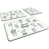 Feyza Design Şık 3'lü Cam Kesme Tablası Takımı, Pratik ve Kullanışlı Set - Ahşap - Beyaz - Seçenek 1