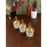 Feyza Design Şık 3'lü Yaprak Seramik Sufle ve Baharatlık Seti, Gold Detaylar - Seçenek 1