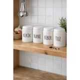 Feyza Design Şık 4'lü Porselen Baharat Kavanozu Seti, Pratik ve Estetik Dekorasyon - Seçenek 1
